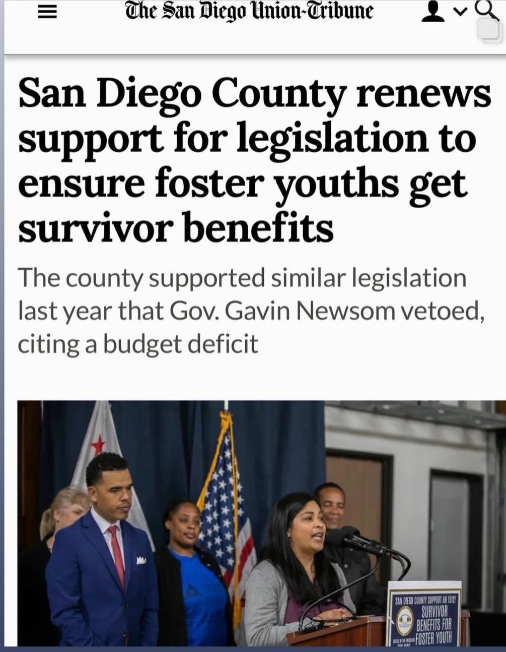 San Diego County Renews Support for Legislation Ensuring Foster Youths Receive Survivor Benefits, Advocated by Irene Ekdahl